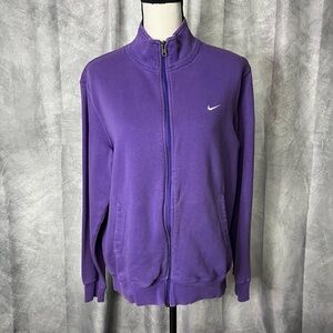 Nike Women's Purple Full Zip Mock Neck Jacket with Pockets - Medium